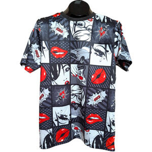 Oh Snap! by Drill Clothing Co. Black Gray Red Comic Short Sleeve Tee Medium